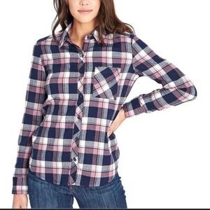 Orvis Womens Purple Plaid Flannel Button Up Shirt